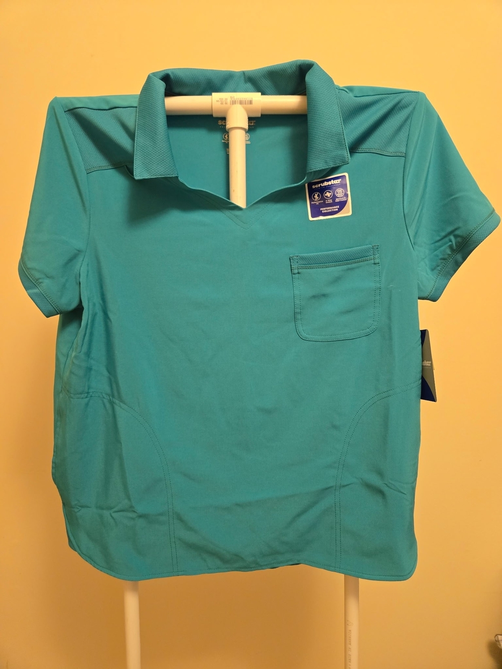 Scrubstar Teal Short-Sleeve Polo Top with Chest Pocket